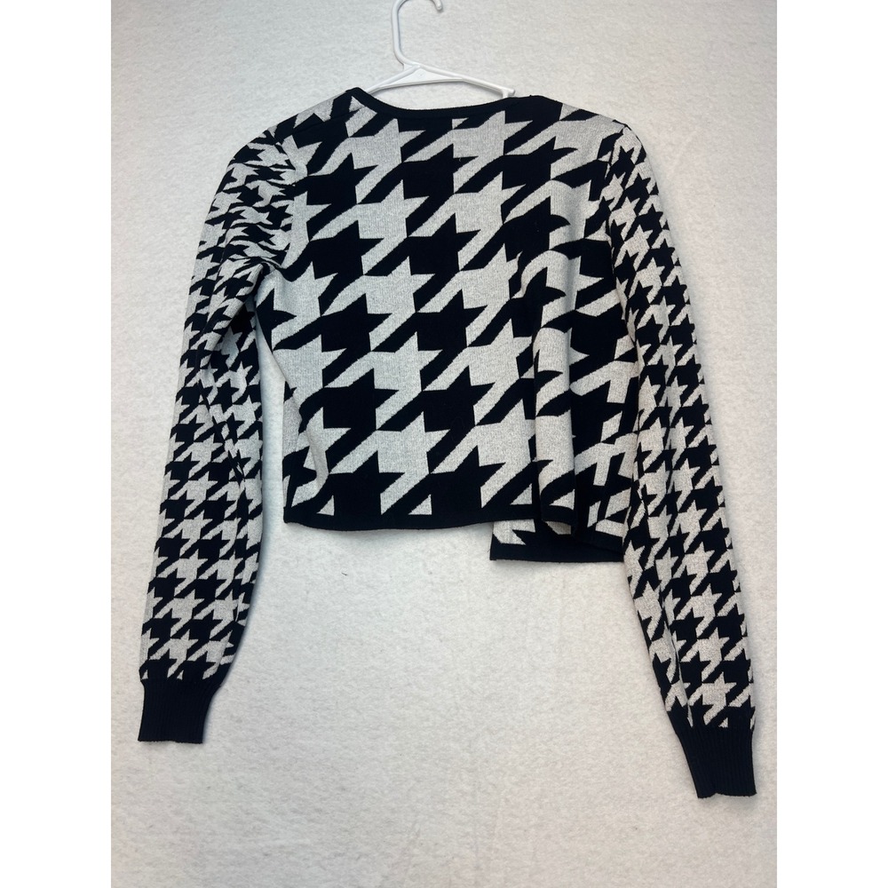 Rachel Antonoff Black White Houndstooth Cropped Cardigan Sweater Womens XS - Picture 6 of 6